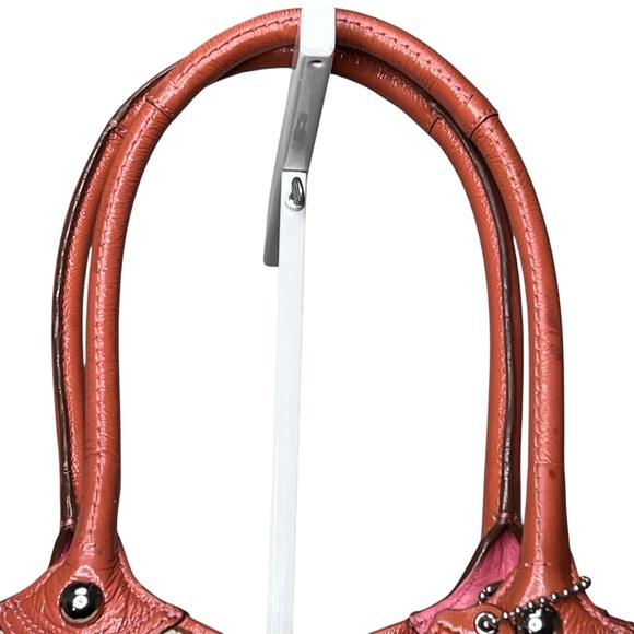 Coach Bleecker Tan beige C Signature Jacquard w/Pink Floral Handbag Tote Bag - Picture 2 of 13